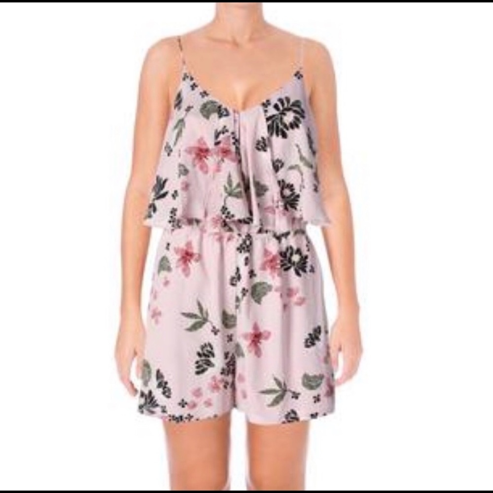 Cute New Floral Pink Pleated Ruffle Medium romper